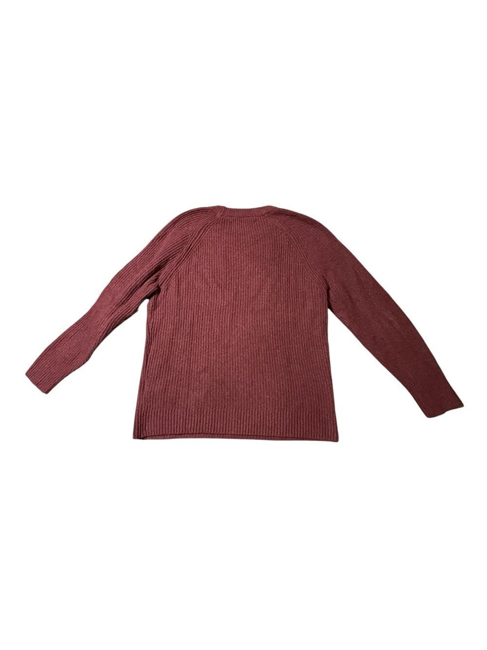 Abercrombie Fitch Mens Small Ribbed Crewneck Sweater Burgundy Maroon Raglan Knit - Picture 4 of 4